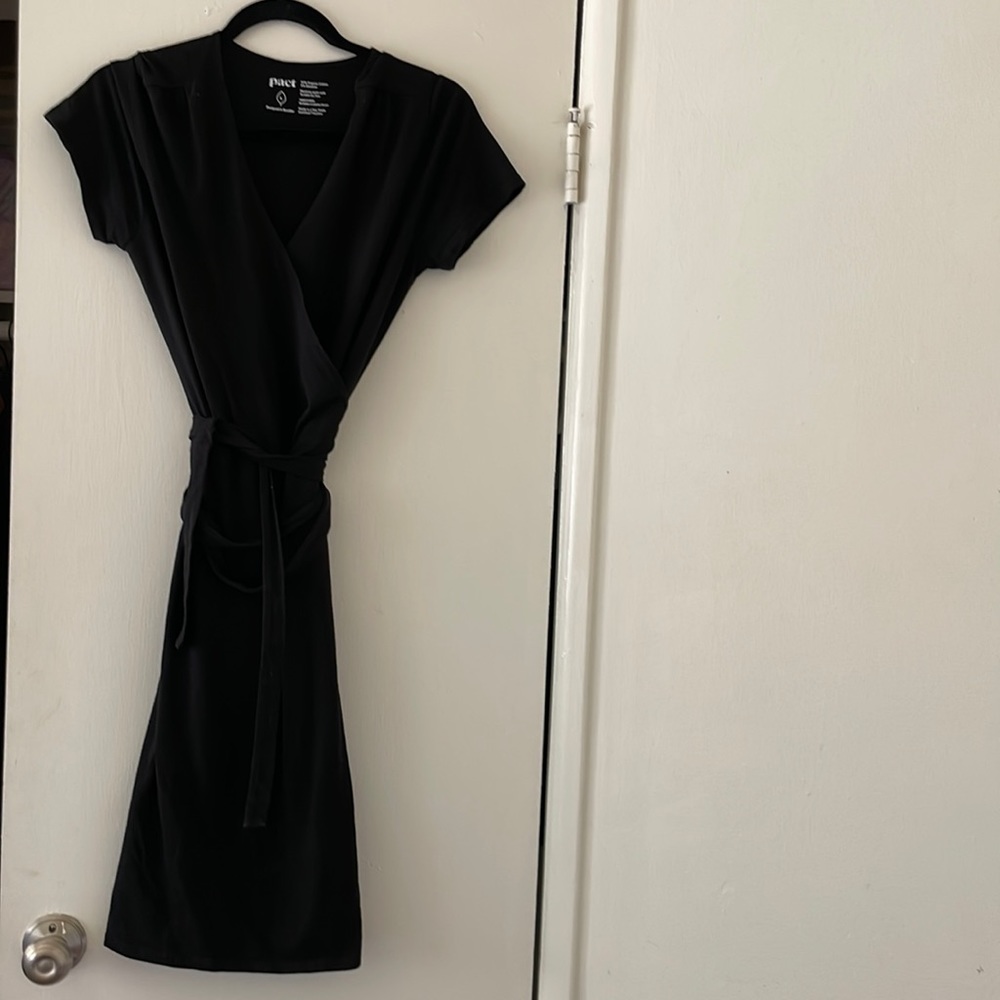 Black wrap dress organic cotton